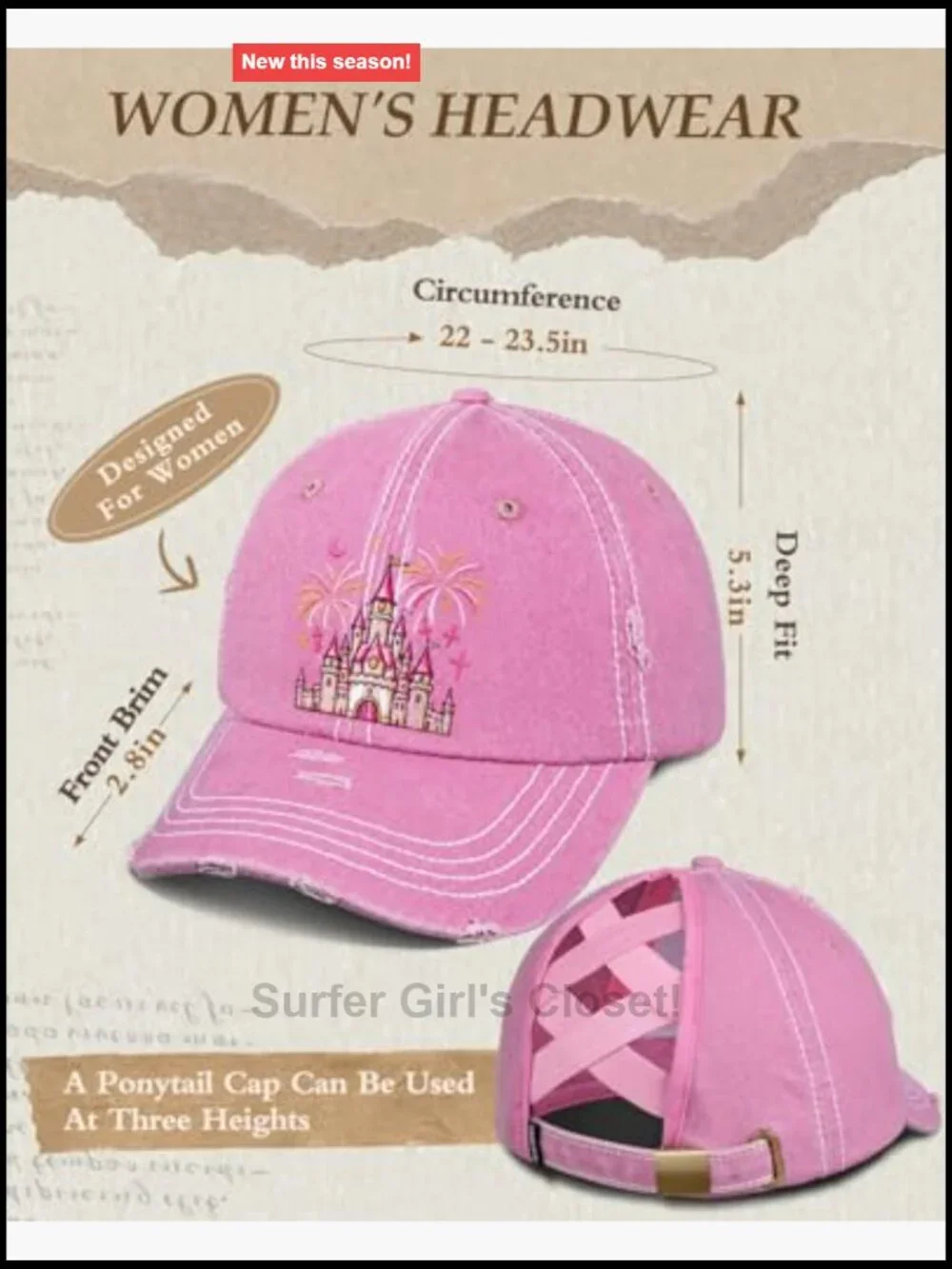 High Ponytail Baseball Cap Adjustable Criss Cross Trucker Hat Cotton Vintage
